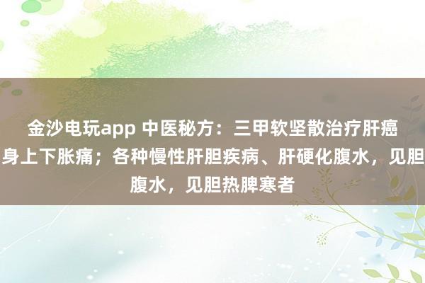金沙電玩app 中醫秘方：三甲軟堅散治療肝癌；治療周身上下脹痛；各種慢性肝膽疾病、肝硬化腹水，見膽熱脾寒者