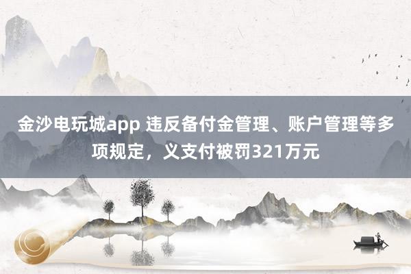 金沙電玩城app 違反備付金管理、賬戶管理等多項規(guī)定，義支付被罰321萬元