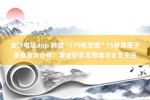 金沙電玩app 韓國“179死空難”75秒黑匣子錄音首次公布；調查稱若無圍墻可全員生還