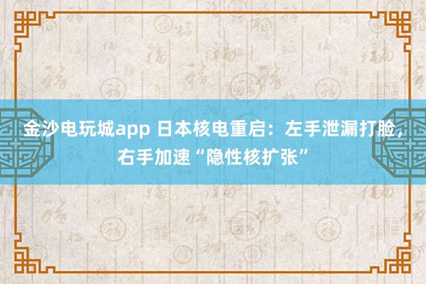 金沙電玩城app 日本核電重啟：左手泄漏打臉，右手加速“隱性核擴張”
