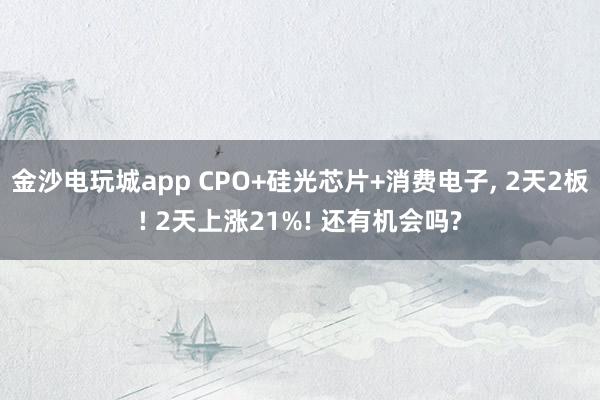 金沙電玩城app CPO+硅光芯片+消費電子， 2天2板! 2天上漲21%! 還有機會嗎?