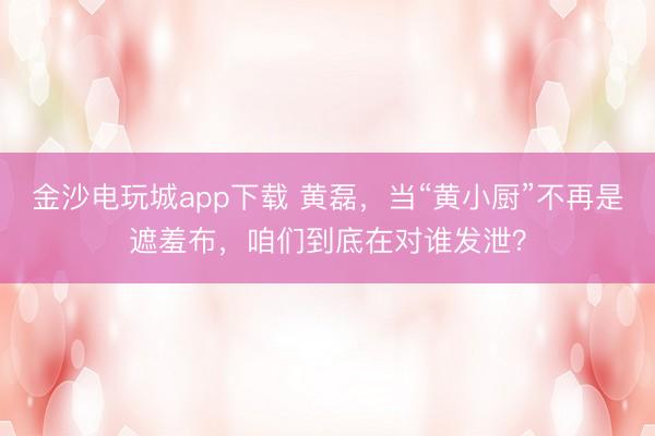 金沙電玩城app下載 黃磊，當“黃小廚”不再是遮羞布，咱們到底在對誰發泄？